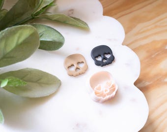 Dödskallehjärtan Polymerlera Utstickare, Halloween Lerutstickare, 3D-tryckt Lerutstickare, Höst/Halloween Lerutstickare, Lerverktyg, Spöksäsong