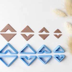 Polymer Clay Cutter, 2-Piece Triangle Set Cutters, 3D Printed Clay Cutter, Embossing Clay Cutter, Clay Cutter: Triangle Set Cutters 4 sizes