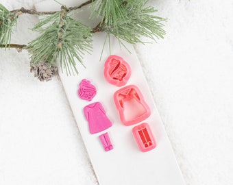 Mrs Claus Polymer Clay Cutter, Christmas Clay Cutters, Buildable Dangle Earring cutter set, clay tools, earring supplies, jewelry making