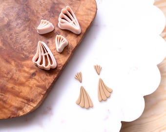 4 Piece Spring Mirrored Dangle Set, 3D Printed Clay Cutter, Embossing Clay Cutter, Clay Tools - Polymer Clay Cutter