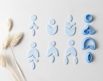 Polymer Clay Cutter, 4 Piece Dangle Shapes Clay Cutters, 3D Printed Clay Cutter, Embossing Clay Cutter, Clay Cutter: 4 Piece Dangle Set