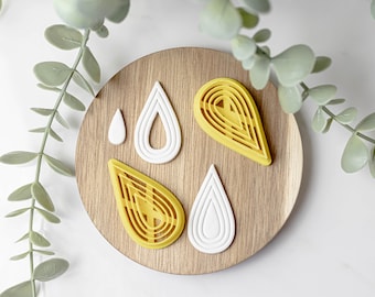 Polymer Clay Cutter, Large Drop Clay Cutters, 3D Printed Clay Cutter, Embossing Clay Cutter, Clay Cutter: Lined Drop Cutters