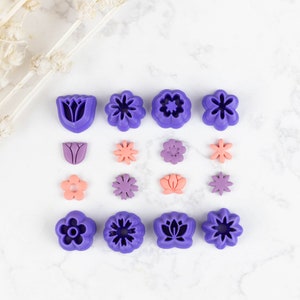 Polymer Clay Cutter, Mega Mini Blumen Pack Ton Cutter, 3D gedruckter Ton Cutter, Embossing Clay Cutter, Micro Flowers