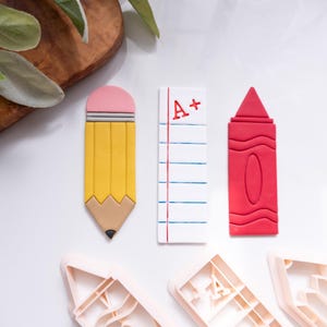 School Themed Bookmark Clay Cutters, Clay Tools, End of School, Back to school, Teacher Appreciation Clay Cutters for Polymer Clay