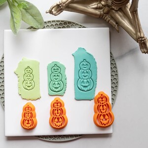 Polymer Clay Cutter,  3 stack Jack-o-lantern Clay Cutters, Stacked jack-o-lantern, pumpkin - 3 sizes