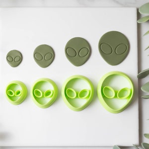 Polymer Clay Cutter, Alien Head Clay Cutters, 3D Printed Clay Cutter, Embossing Clay Cutter, Alien Head Cutters 4 sizes