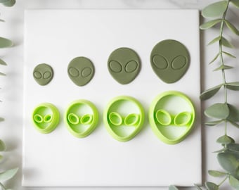 Polymer Clay Cutter, Alien Head Clay Cutters, 3D Printed Clay Cutter, Embossing Clay Cutter, Alien Head Cutters 4 sizes