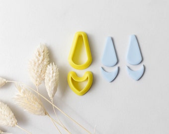 Polymer Clay Cutter, 2 Piece Dangle Shapes Clay Cutters, 3D Printed Clay Cutter, Embossing Clay Cutter, Clay Cutter: 2 Piece Dangle Set