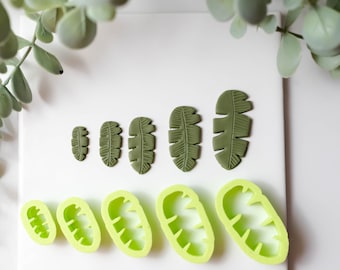 Polymer Clay Cutter,  Banana Leaves Shapes Clay Cutters, 3D Printed Clay Cutter, Embossing Clay Cutter, Tropical Leaves Cutters 5 sizes