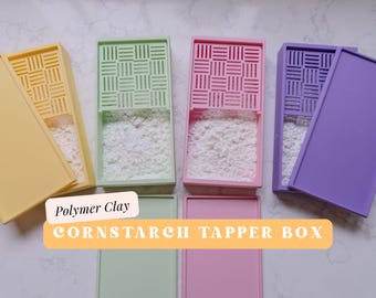 Colourful Cornstarch Tapper Box - Cornstarch Container for polymer clay - Craft Room Supplies