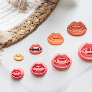 Polymerlera utstickare, Halloween lerutstickare - Vampyrläppar, Vampyrtänder, 3D-tryckt lerutstickare, Vampyrlera utstickare, Vampyrmunn