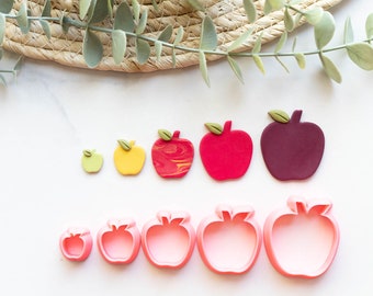 Polymer Clay Cutter, Apple Clay Cutters, 3D Printed Clay Cutter, Embossing Clay Cutter, Clay Cutter: Apple Fruit Cutter 5 sizes