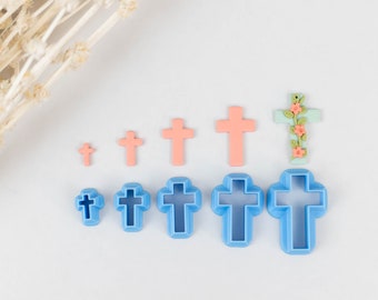 Polymer Clay Cutter, Easter Cross Clay Cutters, 3D Printed Clay Cutter, Embossing Clay Cutter, Clay Cutter: Cross Cutters 5 sizes