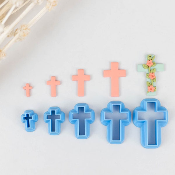 Polymer Clay Cutter, Easter Cross Clay Cutters, 3D Printed Clay Cutter, Embossing Clay Cutter, Clay Cutter: Cross Cutters 5 sizes