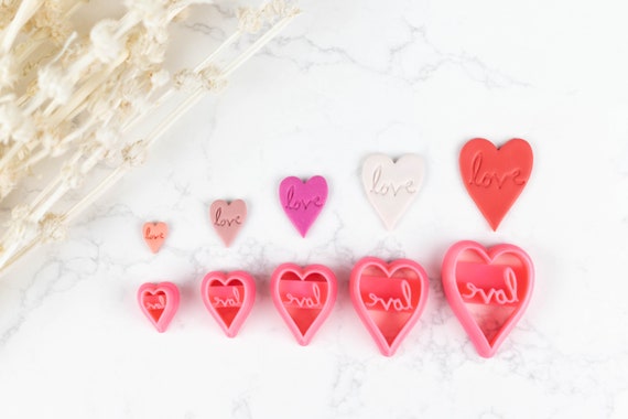 Valentines Polymer Clay Cutter, Heart Clay Cutter, Valentines, 3D Printed Clay  Cutter, Embossing Clay Cutter: Heart Love Imprint 