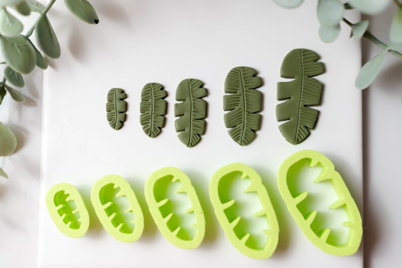 Polymer Clay Cutter, Banana Leaves Shapes Clay Cutters, 3D Printed Clay Cutter, Embossing Clay Cutter, Tropical Leaves Cutters 5 sizes image 5