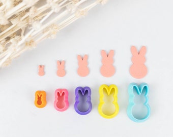 Polymer Clay Cutter, Easter Candy Bunny Clay Cutters, 3D Printed Clay Cutter, Embossing Clay Cutter,  Easter Bunny 4 Sizes