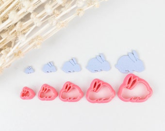 Polymer Clay Cutter, Easter Bunny Clay Cutters, 3D Printed Clay Cutter, Embossing Clay Cutter, Clay Cutter: Easter Bunny Cutters 5 sizes
