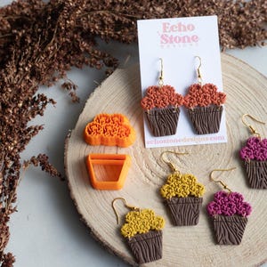 Fall Mum Potted Plant Flower Set Polymer Clay Cutters