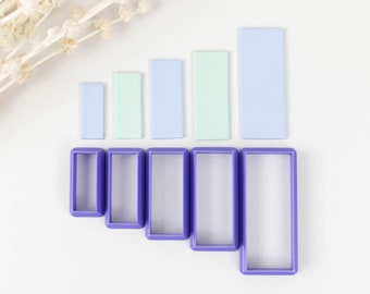 Cortador de arcilla polimérica, Cortadores de arcilla de forma rectangular, Cortador de arcilla impreso en 3D, Cortador de arcilla en relieve, Cortador de arcilla: Cortadores rectangulares 6 tamaños