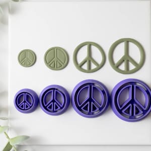 Polymer Clay Cutter, Peace Sign Shape Clay Cutters, 3D Printed Clay Cutter, Embossing Clay Cutter, Clay Cutter: Peace Sign Cutters 4 sizes