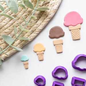 Polymer Clay Cutter, Ice-cream Cone Clay Cutters, 3D Printed Clay Cutter, Embossing Clay Cutter, Clay Cutter: Ice Cream Cone Set 4 Sizes