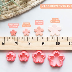 Polymer Clay Cutter, Cherry Blossom Clay Cutters, 3D Printed Clay Cutter, Embossing Clay Cutter, Clay Cutter: DIY flower Set 4 Sizes image 3