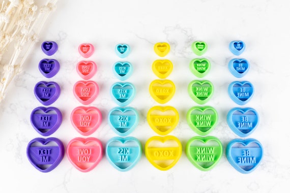 Candy Hearts Debossing Cube and Cutter for Polymer Clay – The Clay Impress