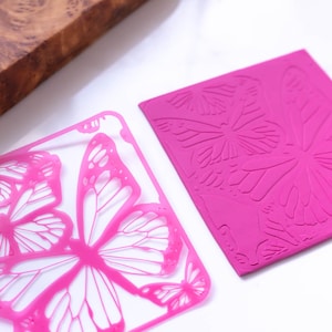 Monarch Butterfly Polymer Clay Texture Sheet – Reusable 3x3” #7