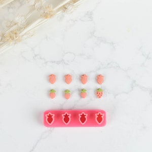 Valentines Clay Cutters, Strawberry Itty Bitty Micro Mini Clay Cutters, 3D Printed Clay Cutter, Embossing Clay Cutter, Micro Cutter