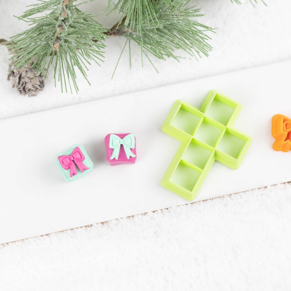 Polymer Clay Cutter, Christmas Clay Cutters,  Winter Clay Cutters, Embossing Clay Cutter,  3D Present Box Clay Cutter