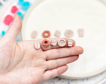 Coffee Lover Polymer Clay Cutters, 3D Printed, Donut, Coffee Cup