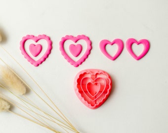 3 Hearts 1 cutter Valentines Polymer Clay Cutter, Multiple Heart Clay Cutter, 3D Printed Clay Cutter, Valentines Heart Cutter