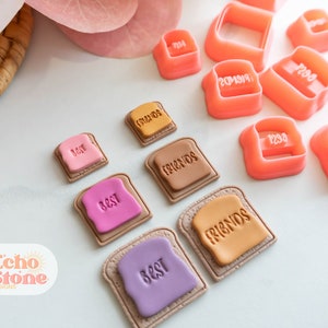 Valentines Polymer Clay Cutter, Best Friends Toast Clay Cutter, Valentines, 3D Printed Clay Cutter: Best Friends, BFF, Friendship charms