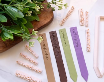 Plant Marker Clay Cutter and Stamp Set - 3D Printed Clay Cutter, Clay Tools, Flower Frog Maker for Polymer Clay, Plant Lover Clay Cutters