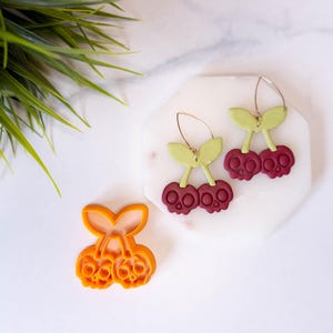Cherry Skull Polymer Clay Cutter, Halloween Clay Cutters, 3D Printed Clay Cutter, Cherry Clay Cutter