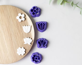 Polymer Clay Cutter, Flower Studs Earring Clay Cutters, 3D Printed Clay Cutter, Embossing Clay Cutter, Clay Cutter: Flower Cutters 4 types