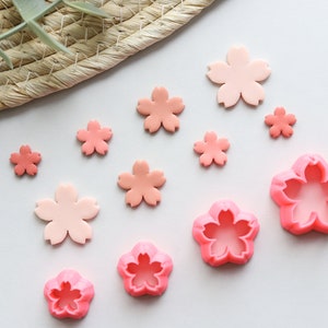 Polymer Clay Cutter, Cherry Blossom Clay Cutters, 3D Printed Clay Cutter, Embossing Clay Cutter, Clay Cutter: DIY flower Set 4 Sizes image 2