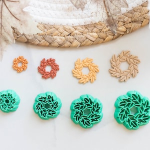 Polymer Clay Cutter, Fall Clay Cutters - Leaf Wreath 1, 3D Printed Clay Cutter, Leaf Wreath Clay Cutter