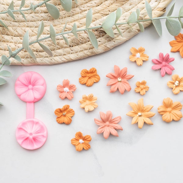 Silicone Flower making Mould Press for Polymer Clay, Polymer Clay Tool, Flower Press, Flower Mold, polymer clay earrings, clay earring tools