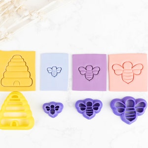Polymer Clay Cutter, Bee Hive Clay Cutters, 3D Printed Clay Cutter, Embossing Clay Cutter, Bee Hive & Bumble Bee Clay Cutter Set - 3 Cutters