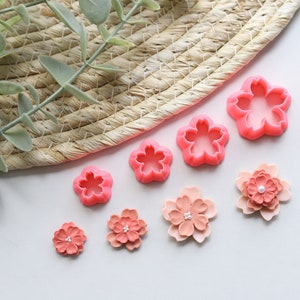 Polymer Clay Cutter, Cherry Blossom Clay Cutters, 3D Printed Clay Cutter, Embossing Clay Cutter, Clay Cutter: DIY flower Set 4 Sizes image 1
