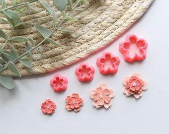 Polymer Clay Cutter, Cherry Blossom Clay Cutters, 3D Printed Clay Cutter, Embossing Clay Cutter, Clay Cutter: DIY flower Set 4 Sizes