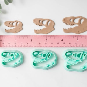 Polymer Clay Cutter, T-Rex Skull Shape Clay Cutters, 3D Printed Clay Cutter, Embossing Clay Cutter: T-Rex Dino Cutter 3 sizes