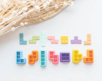 Polymer Clay Cutter, Tetris Themed  Set Clay Cutters, 3D Printed Clay Cutter, Embossing Clay Cutter, Clay Cutter: Tetris Shapes Cutters