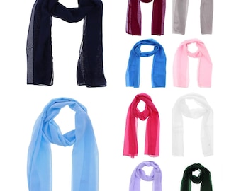 Ladies Chiffon Scarves Women Plain Neck Scarf Soft Headwrap Girls Headscarf Sheer Wrap women's scarves & wraps 150x45 cm