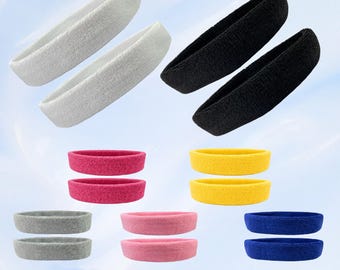 Sweatband Headbands for Men & Women 2 pack Unisex Moisture Wicking Headbands for Running Yoga Gym