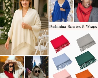 Ladies Scarves Pashmina Shawls and Wraps Large Scarf for Women Wedding Shawl Bridesmaid Stole Plain Winter Warm Scarves 200 x 70 cm