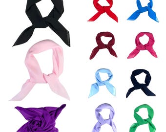 Square Chiffon Scarves Women Plain Neck Scarf 50s Retro lightweight Bandana Wrap Square women's scarves 65 x 65 cm