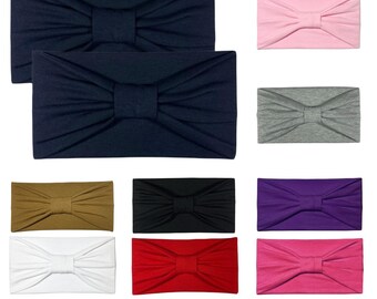 2 Pack Wide Headbands Stretchy Headband for Women & Girls Soft Hairbands Yoga Ladies Extra Wide Knotted Head Bands